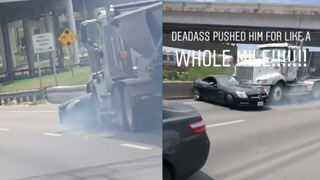 Mercedes Driver Who Got Pushed Down the Interstate by 18-Wheeler Sues for More Than $1 Million